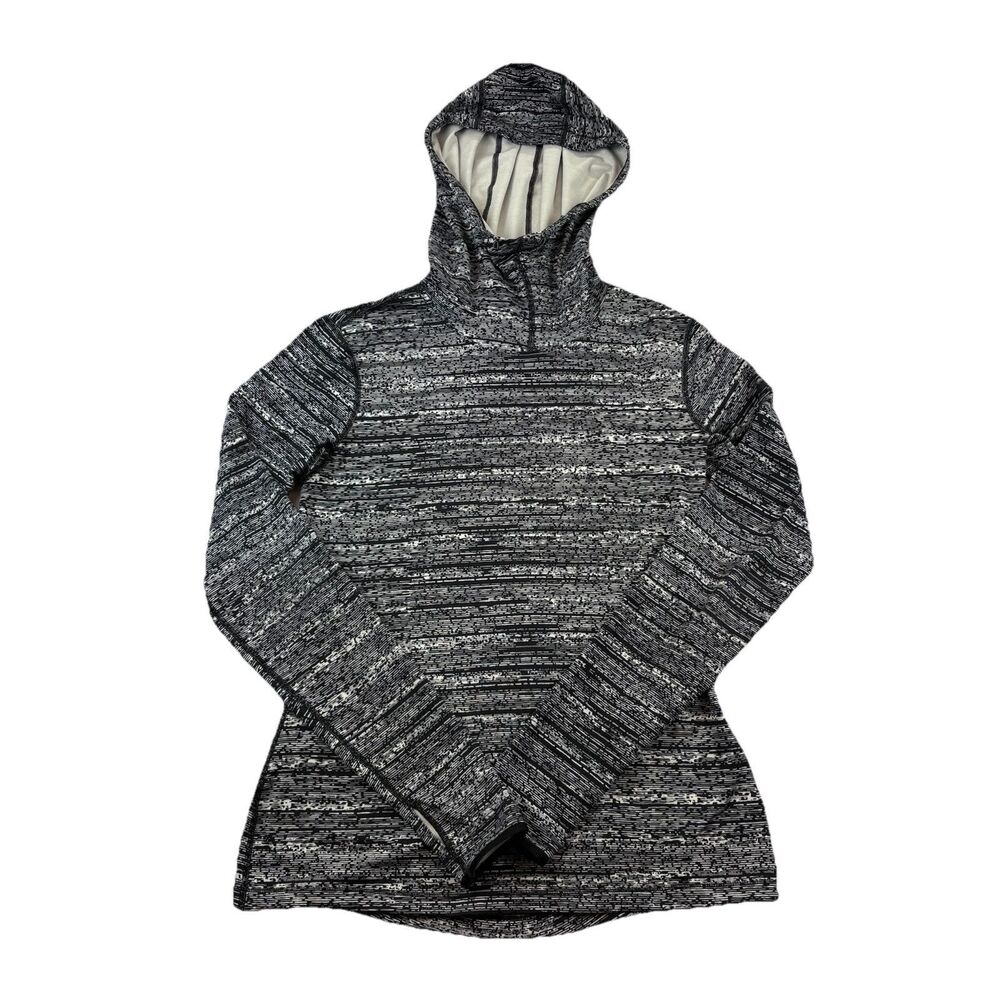 Nike Pro Dri Fit Cowl Neck Hoodie Womens M Black Gray Heather Long Sleeve